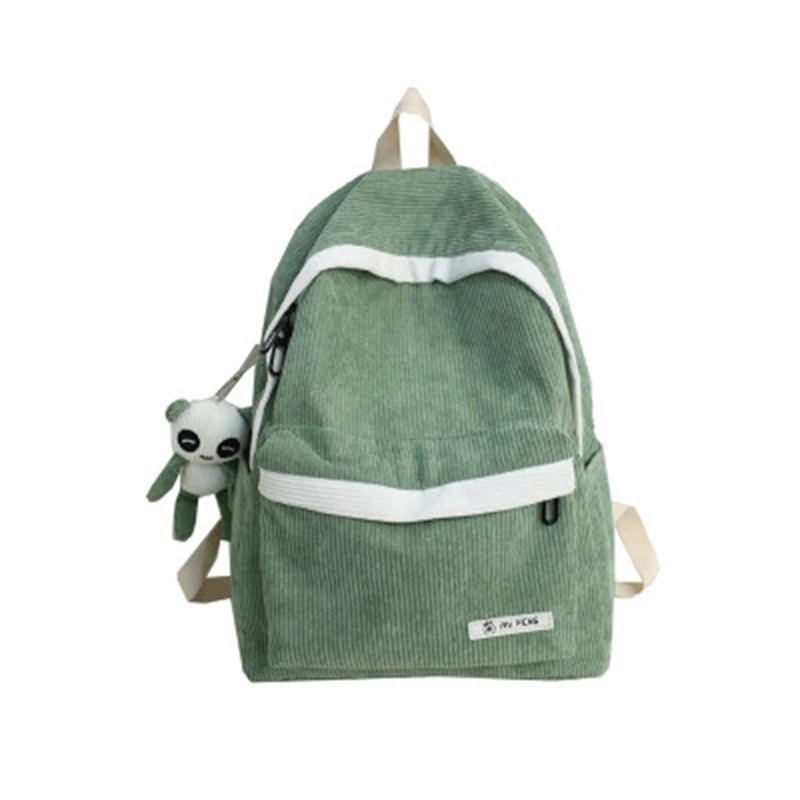 

School Bag Female Harajuku High School Student Campus Backpack Corduroy Large Capacity Backpack