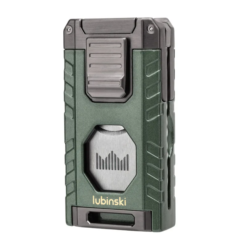 

LUBINSKI Cigar Lighter Gas Torch Jet Blue Flame Lighters Smoking Cutter Cigar Accessories With Needles Punch Cigar Tool