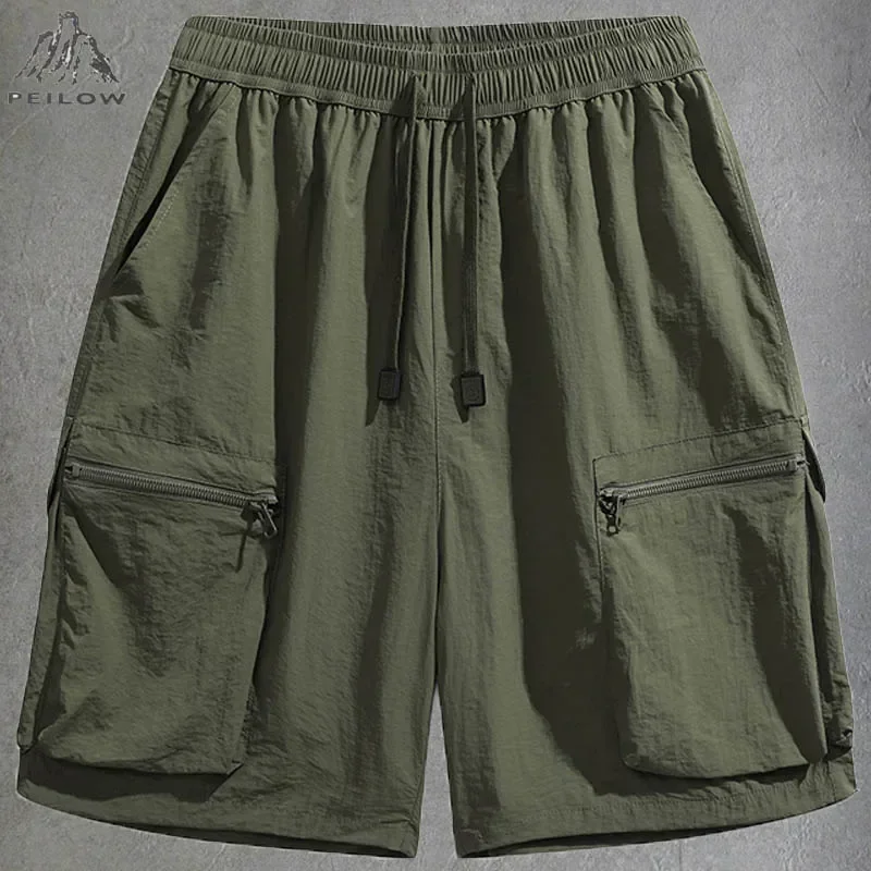 

Большие размеры 8XL 9XL шорты-карго из ледяного шелка с несколькими карманами, мужские уличные летние шорты для бега, мужские повседневные спортивные шорты для бега в тренажерном зале