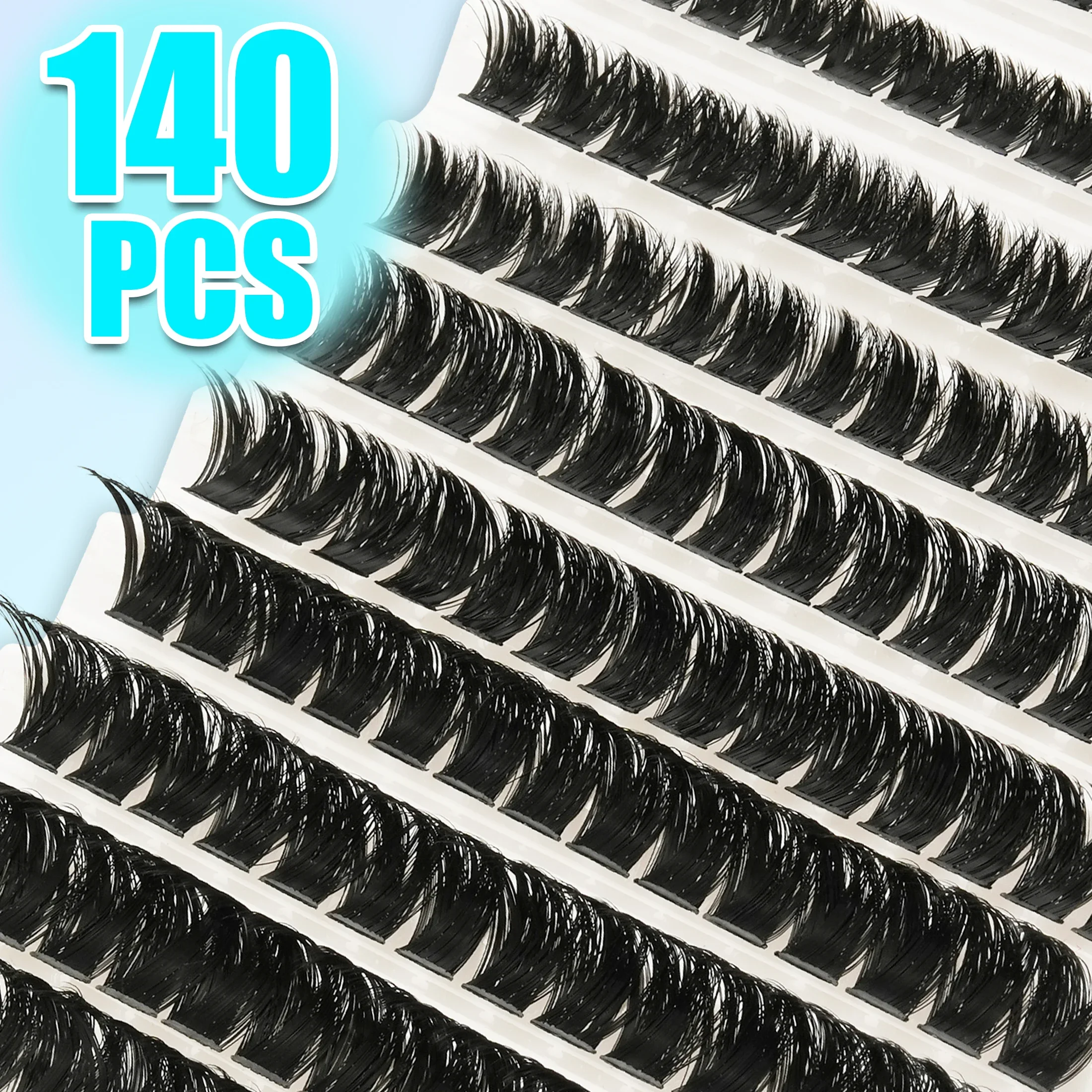 140PCS 160D Super Dense Individual False Eyelashes DIY Cluster Lashes Mixed Length 8-16mm for Eye Makeup