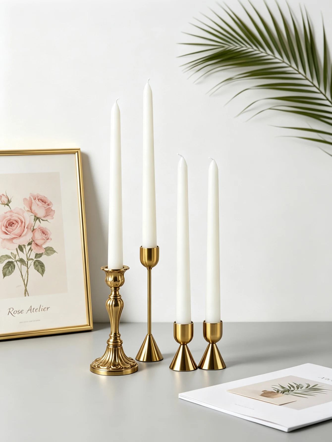 4 Pieces per Set - Long Stem Non-Smoking Wedding Season Candles, Holiday Candles, Candlelight Dinner Candles, Home Decorations,