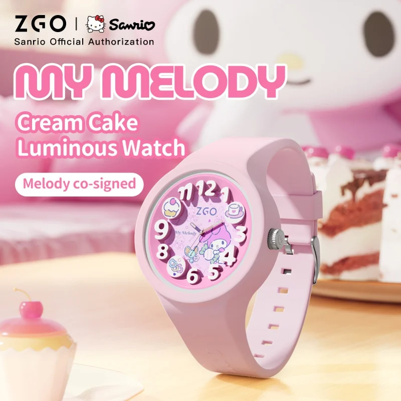 Zgo X melody Sanrio kids watch Girl design sense watch strap sports waterproof luminous watch birthday gift 897