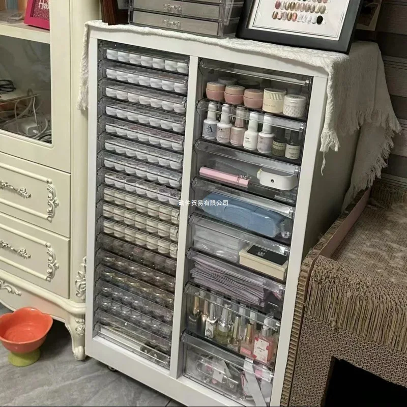 HYS Stationery Storage Cabinet Drawer File Cabinet Pen Pencil Locker Flat Bottom Multi-layer Nail Art Storage Cabinet