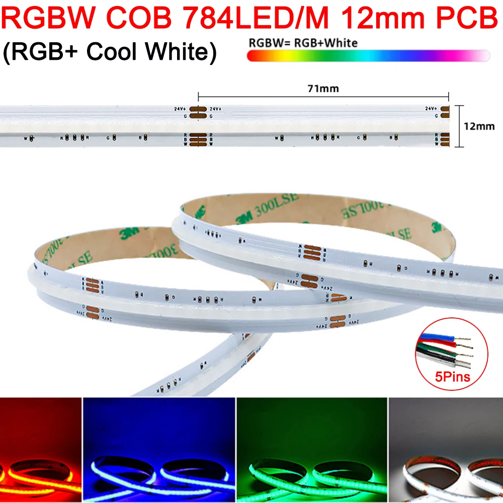 5 m SPI RGB RGBW RGBCCT COB LED-striplicht DC12V 24V 840 784 720 576 LEDs / M Flex FCOB LED-tape Licht dimbaar lineair linttape