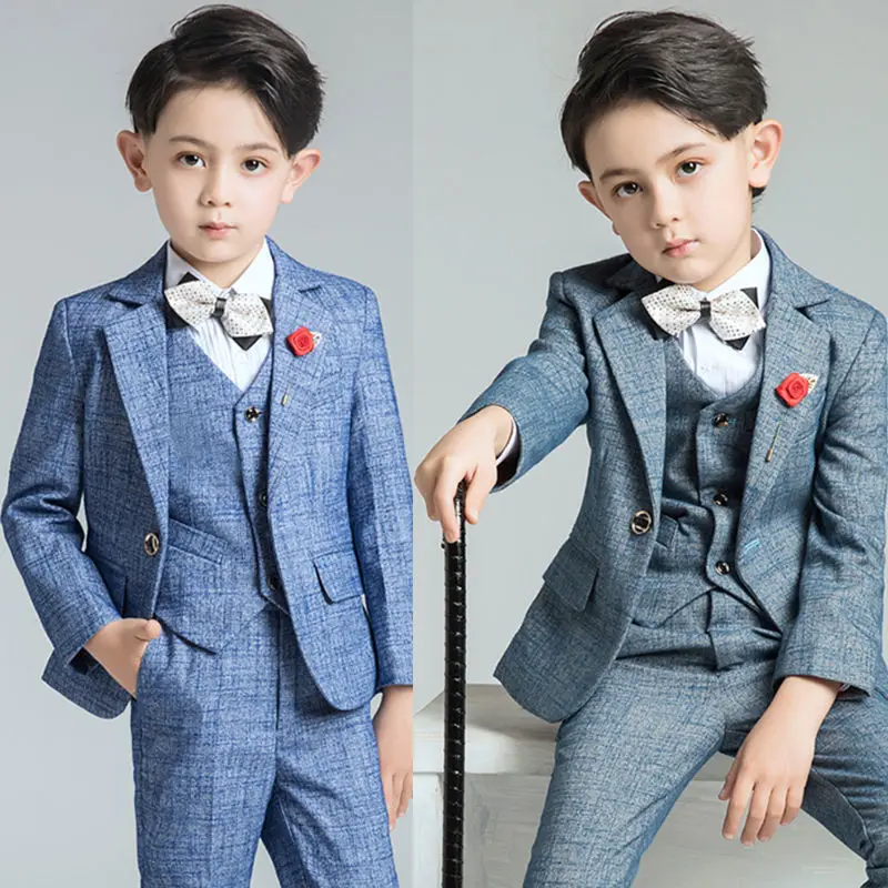 Flower Boys Formal Wedding Suit Kids Party Photograph Dress Teenager Birthday Tuxedo Suit Children Graduation Stage Show Costume