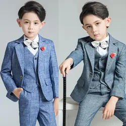 Flower Boys Formal Wedding Suit Kids Party Photograph Dress Teenager Birthday Tuxedo Suit Children Graduation Stage Show Costume