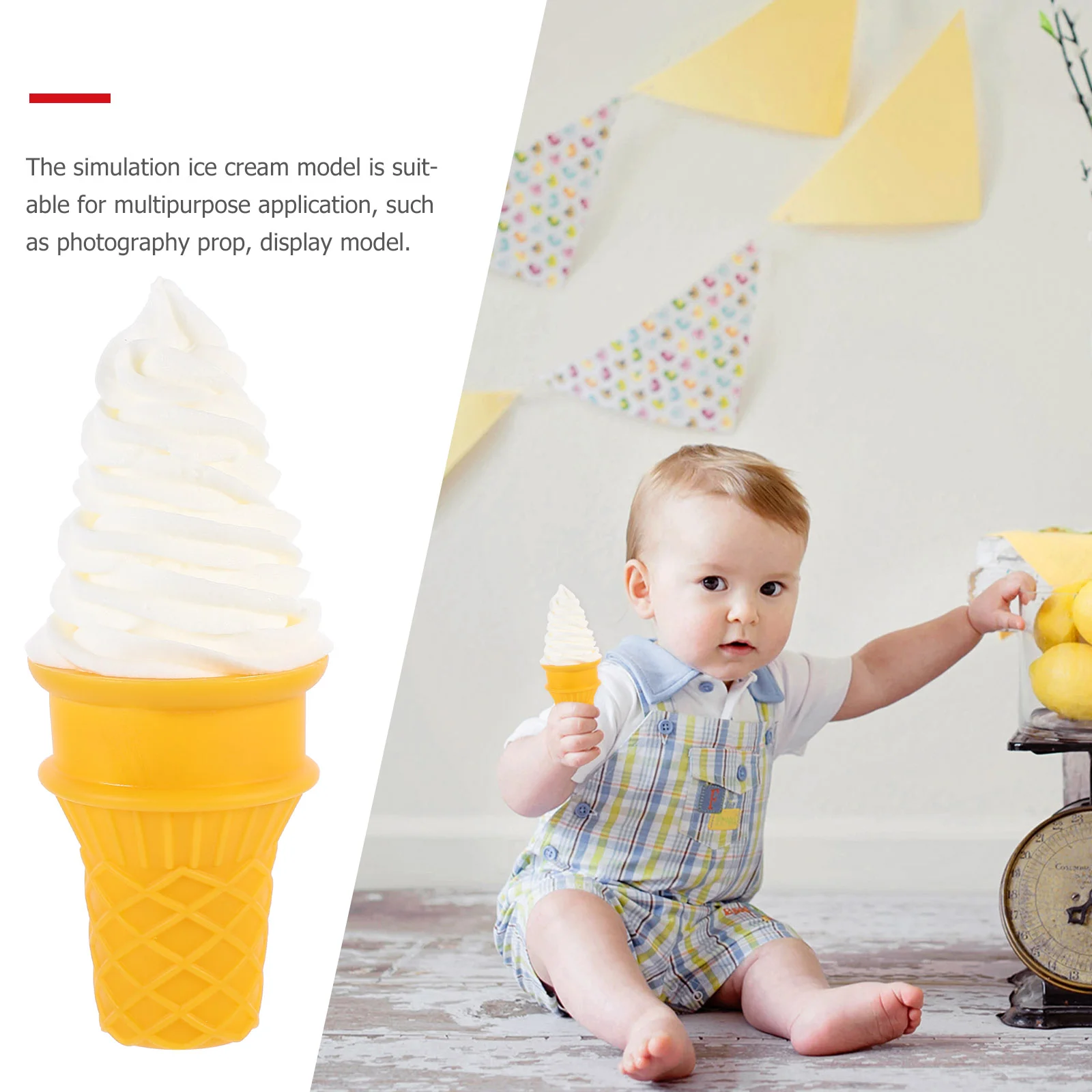 Pretend Play Food Simulation Ice Cream Toy Fake Ice-cream Photo Prop Kids White Pvc False Model