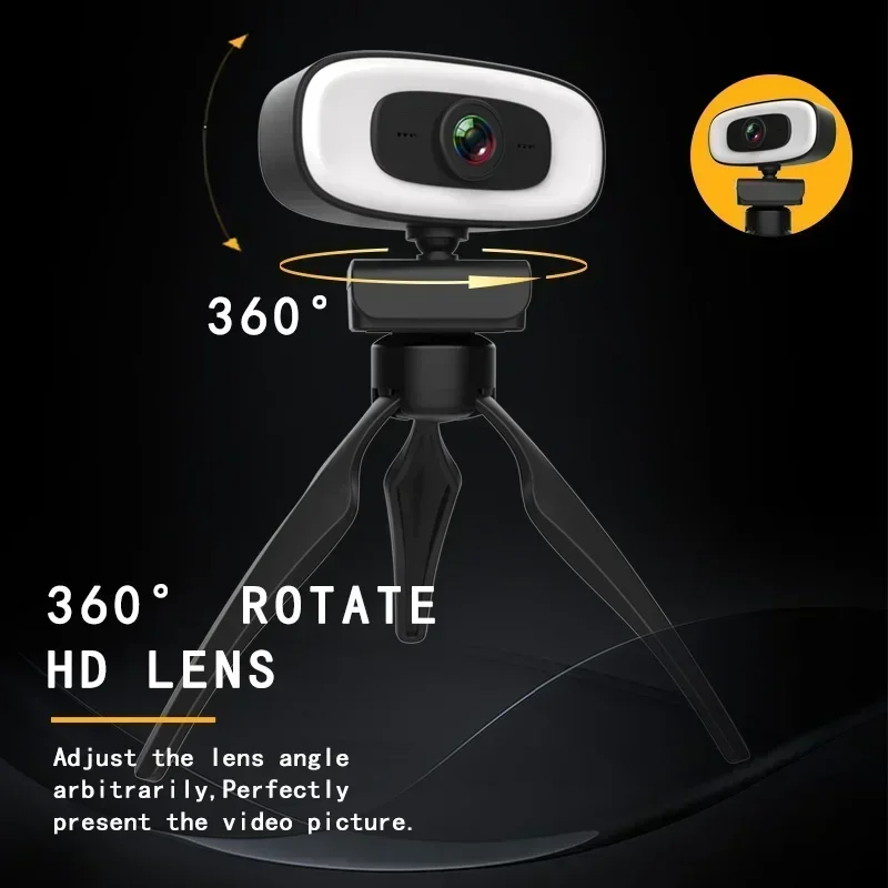 Webcam Full HD avec Microphone, Mini Caméra, Prise de Vue Vidéo, USB, 2K, 15-30fps, Youtube, PC, Ordinateur Portable, 4K, 1080P