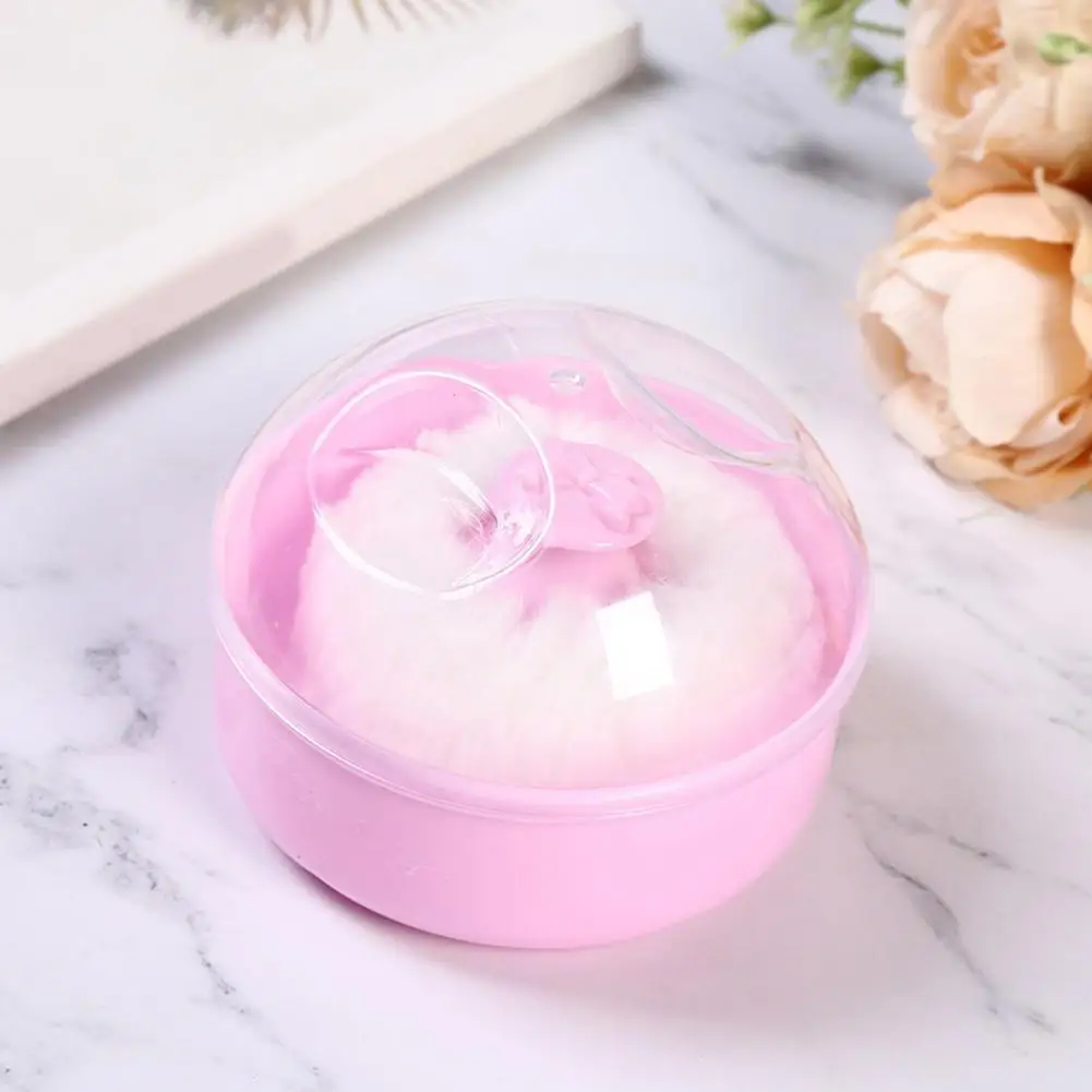 Useful Dry Powder Puff Fluffy ABS Baby Talcum Powder Container with Puff Reusable Powder Puff Box Makeup Tools