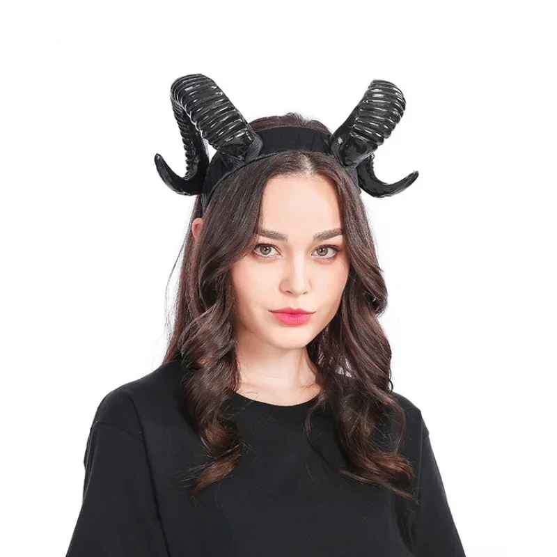 1pcs Fun Gothic Sheep Horn Punk Headband Forest Animal Photography Cosplay Photo Props Hair Accessory