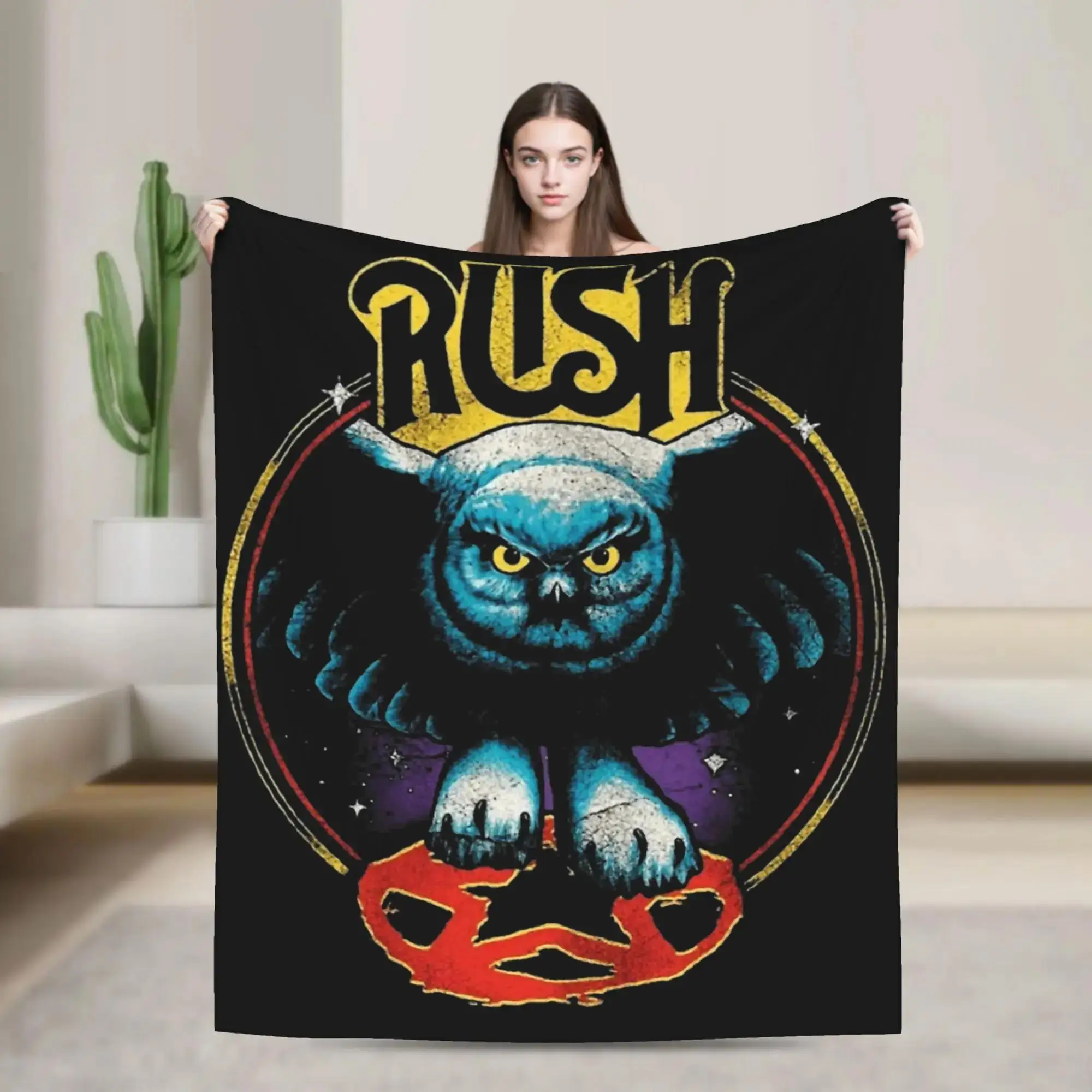 

Плюшевый фланелевый плед с логотипом группы Rush и изображением совы для дивана, кресла, кровати – теплый, мягкий, качественный дизайн, покрывало, подарок для мужчин, женщин, детей