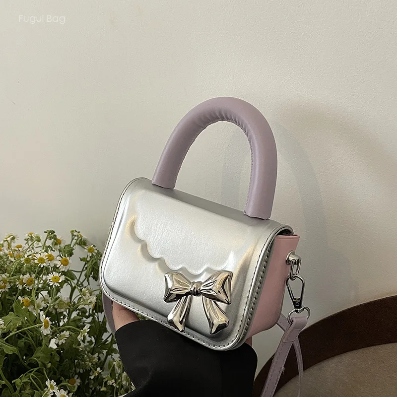 Women's One Shoulder Handbag Underarm Bag Simple and Casual Bow Exquisite High Grade Large Capacity Commuting Fashion