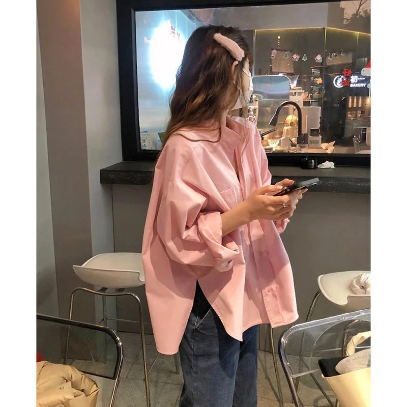 High with Design Sense Small Pink Long Sleeve Shirt New Style Autumn 2023 Blusas Clothes for Women Shirts Blouse