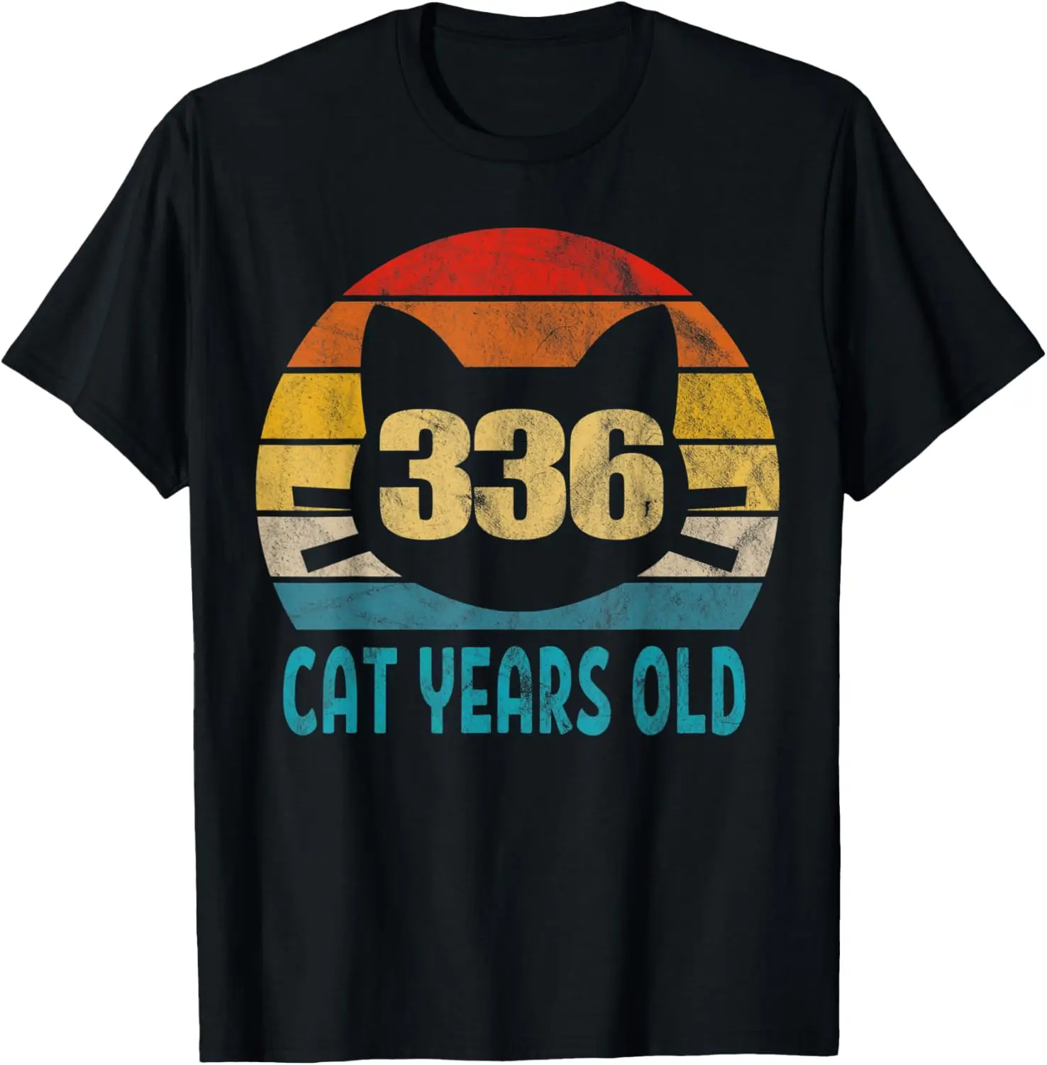 336 Cat Years Old Shirt Retro 80th Birthday Gift Cat Lovers T-Shirt