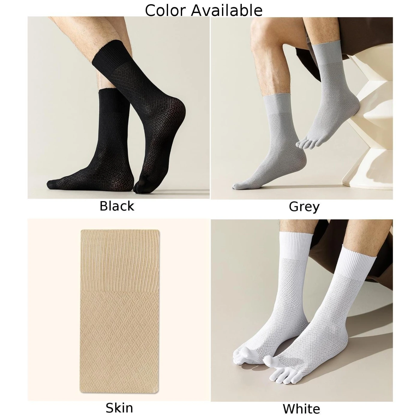 38-45 Sokken met vijf tenen Anti-geur Zweetabsorberende sokken Anti-geursokken Verkrijgbaar in wit Comfortabele pasvorm Polyesterstof