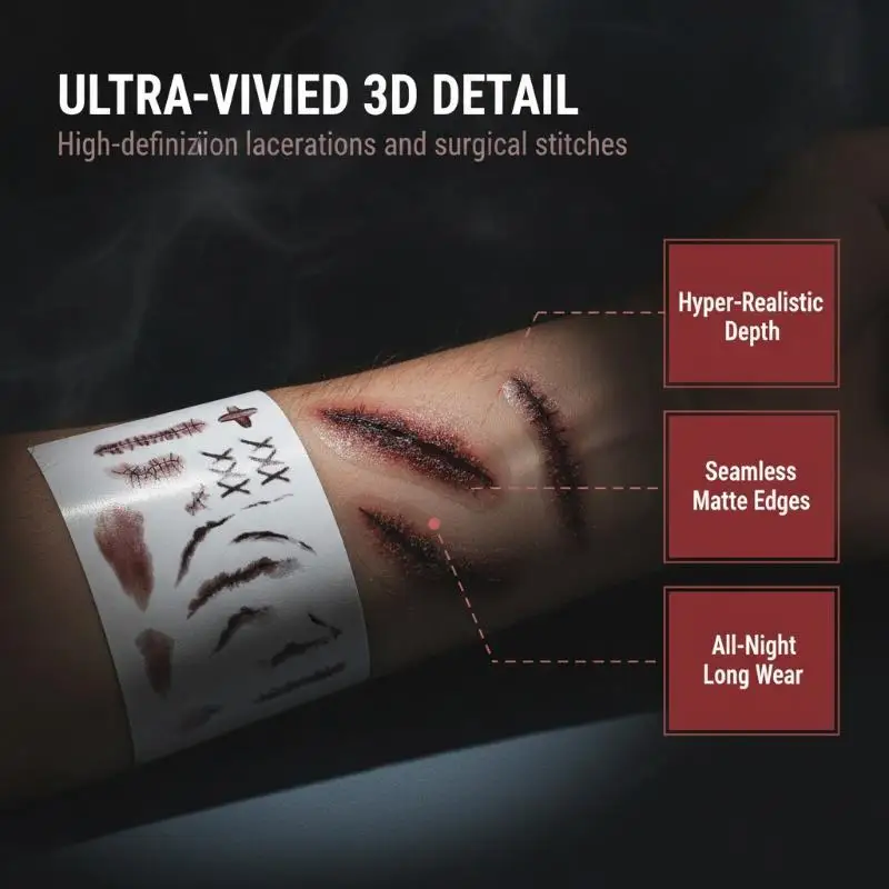 30 Pcs Halloween Fake Scar Tattoo Stickers Spider Web Bleeding Wound Pattern Skin-Friendly for Halloween Party Face Makeup