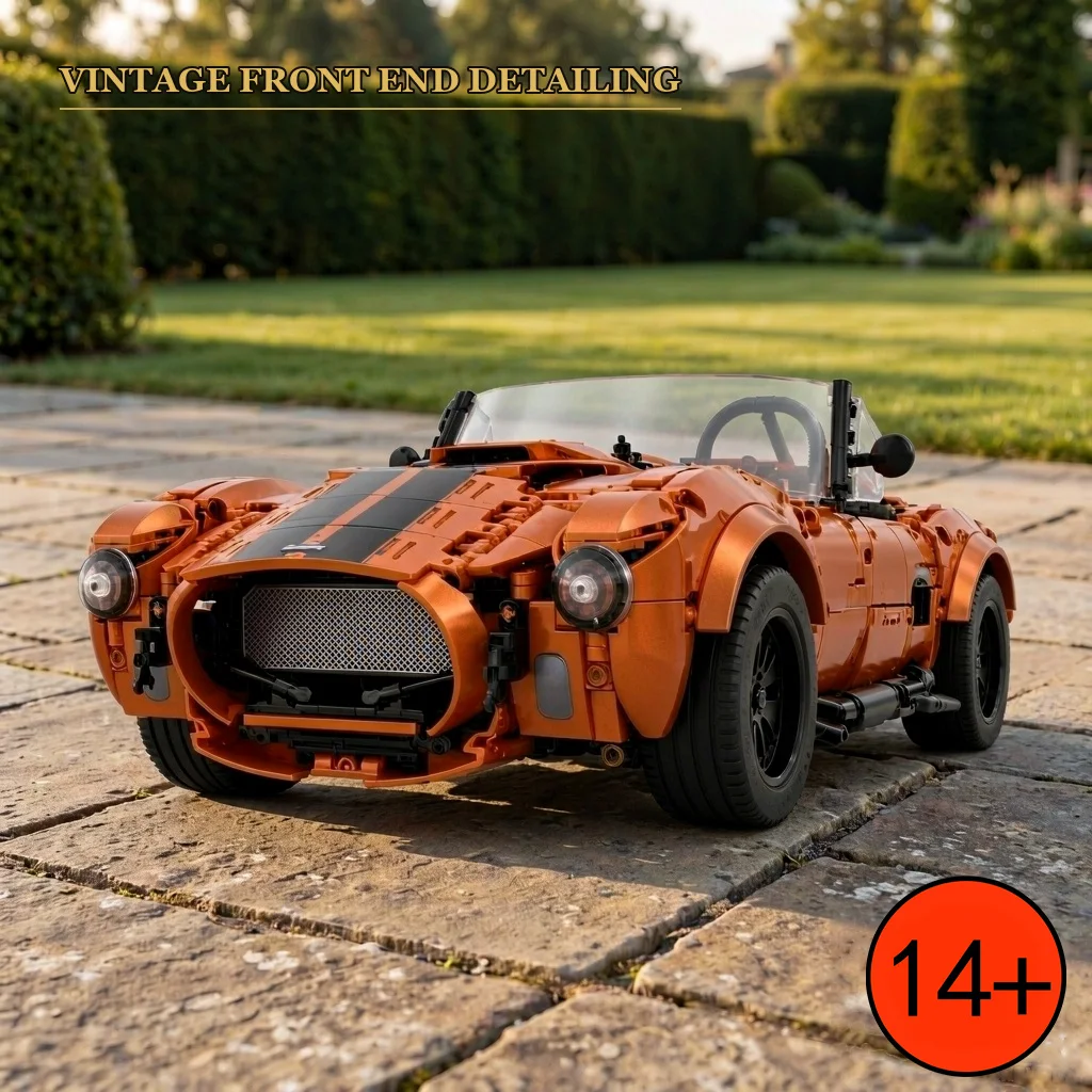 1:8 Cage-Braced Body Flame Copper Classic Roadster 2765 Pieces Spine-and-Rib Body Twin Black Stripes Chrome Bumper Bars Burnished Brick Kit Shelf Decor Gift for Men Car Enthusiasts and Collectors
