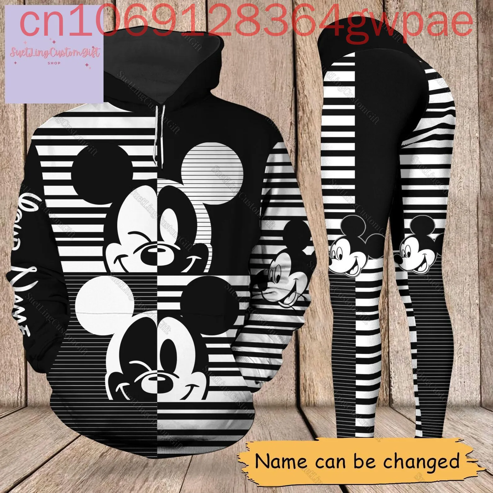 

Женская толстовка с капюшоном Disney Mickey, леггинсы, повседневные женские штаны для йоги с героями мультфильмов Y2k, толстовка, модный спортивный костюм