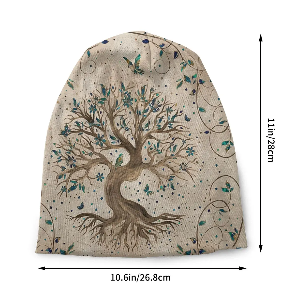 Thin Bonnet Hats Viking Tree of Life Yggdrasil Men Women's Khaki Cap Street Skullies Beanies Caps