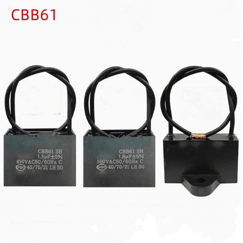 2PCS CBB61 Electric Fan Start Capacitor 1.2/1.5/1.8/2.5/2.7/3/4/5UF Range Hood Ceiling Fan 450V/500V