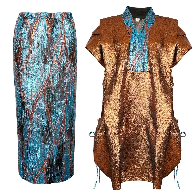African Women's Fashion Robe Half Skirt Set AliExpress Printed Large Size Two-piece Dress