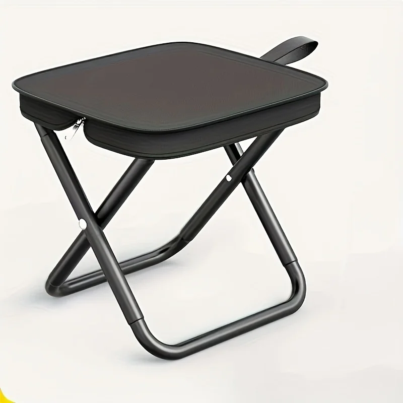 Taburete Plegable Portátil con Cremallera para Exteriores, con Asa para Pesca y Senderismo