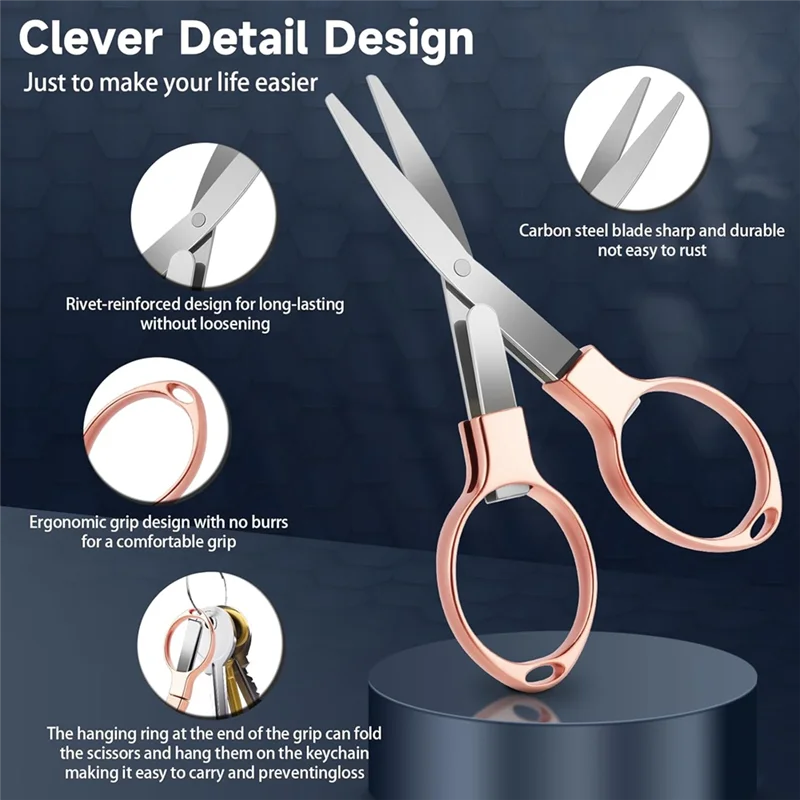 Piece 3 Pcs Folding Badge-Scissors With 3 Keychains, Compact Safe Foldable Pocket Scissors For Travel Office,Crafts