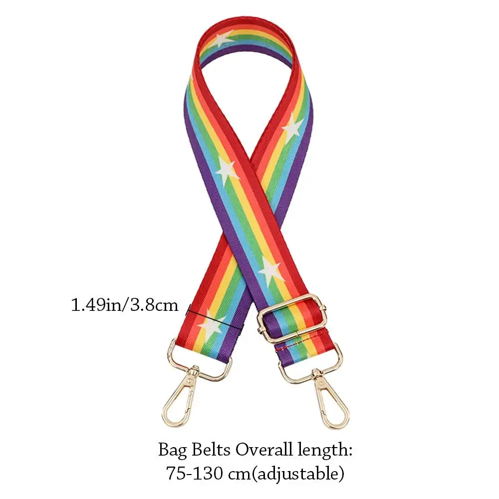 Replacement Bag Strap Women Girls Rainbow Stripe Length Shoulder Strap Adjustable Detachable Crossbody Handbag Accessories