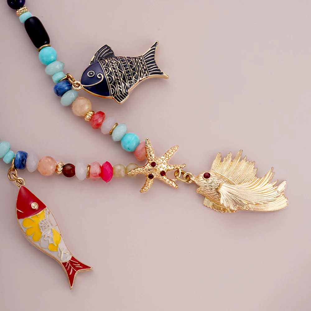 

Summer Bohemian Cute Animal Fish Shape Handmade Beads Spacer Beads Mix Color Necklace girls mermaid accessories Women Jewelry