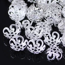 6mm 8mm 12mm Hollow Flower Filigree Loose Spacer Beads Caps Silver Gold Accessories Components Supplies For DIY Jewelry Making