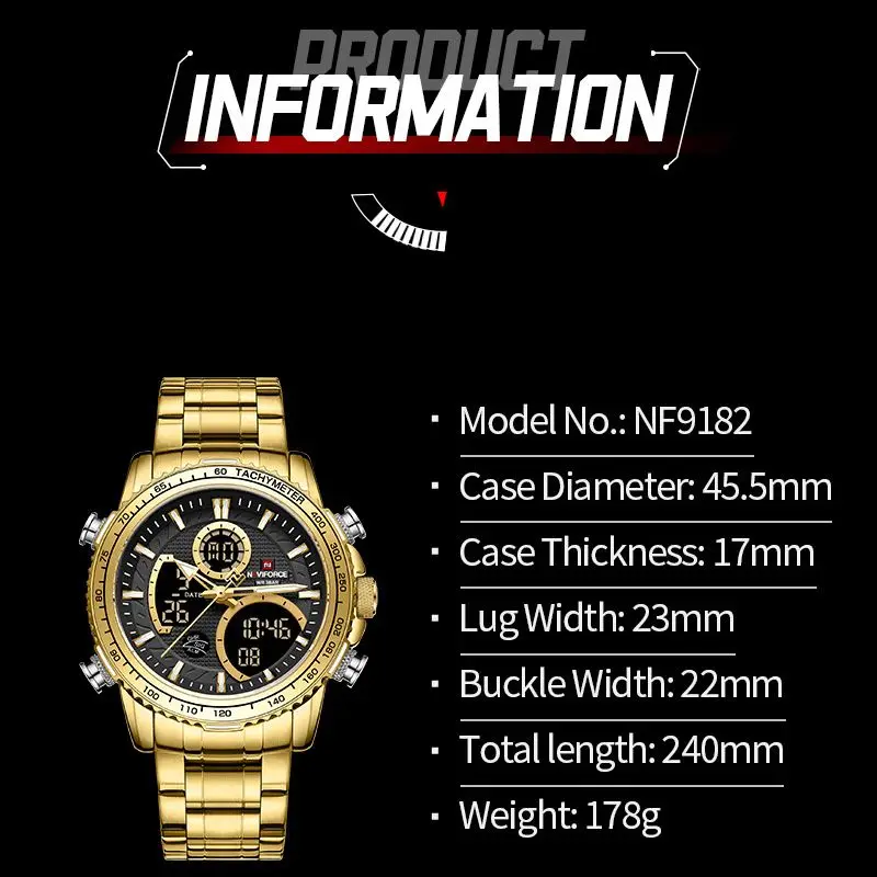 NAVIFROCE LCD Display Men Wristwatches Luminous Sport Man Watch Waterproof Military Quartz Male Clock Relogio Masculino 2023