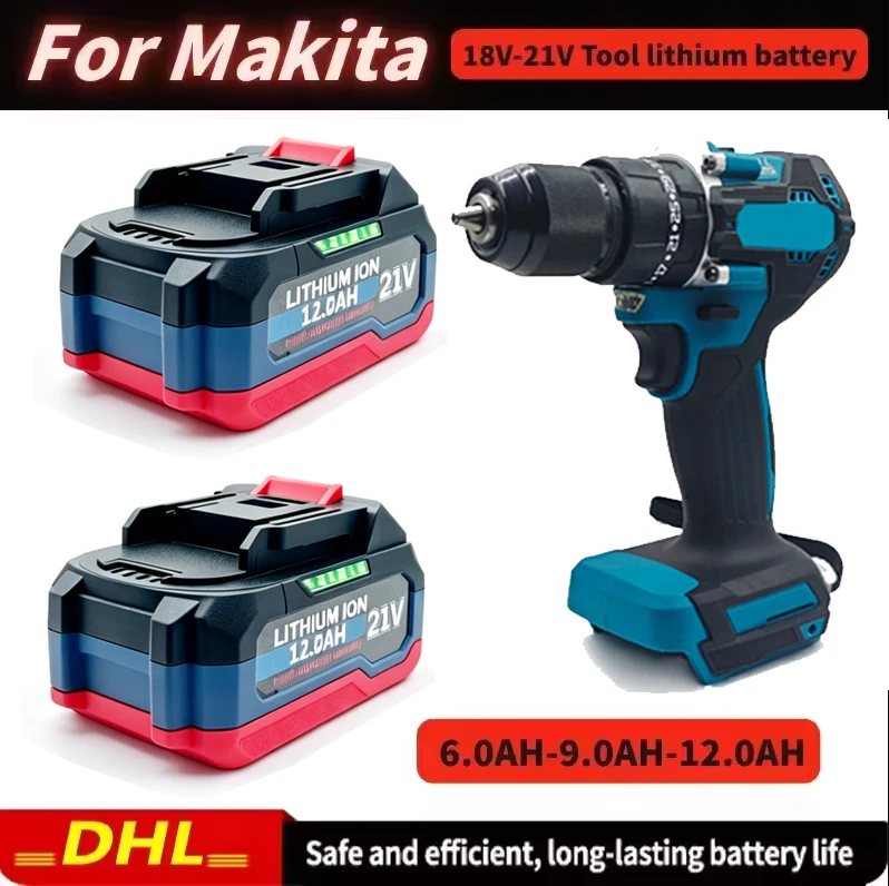 18V 21V 12.0Ah Rechargeable Lithium Battery For Makita 18v Power Tools Cordless Wrench Saw Drill Grinder Screwdriver DDF487