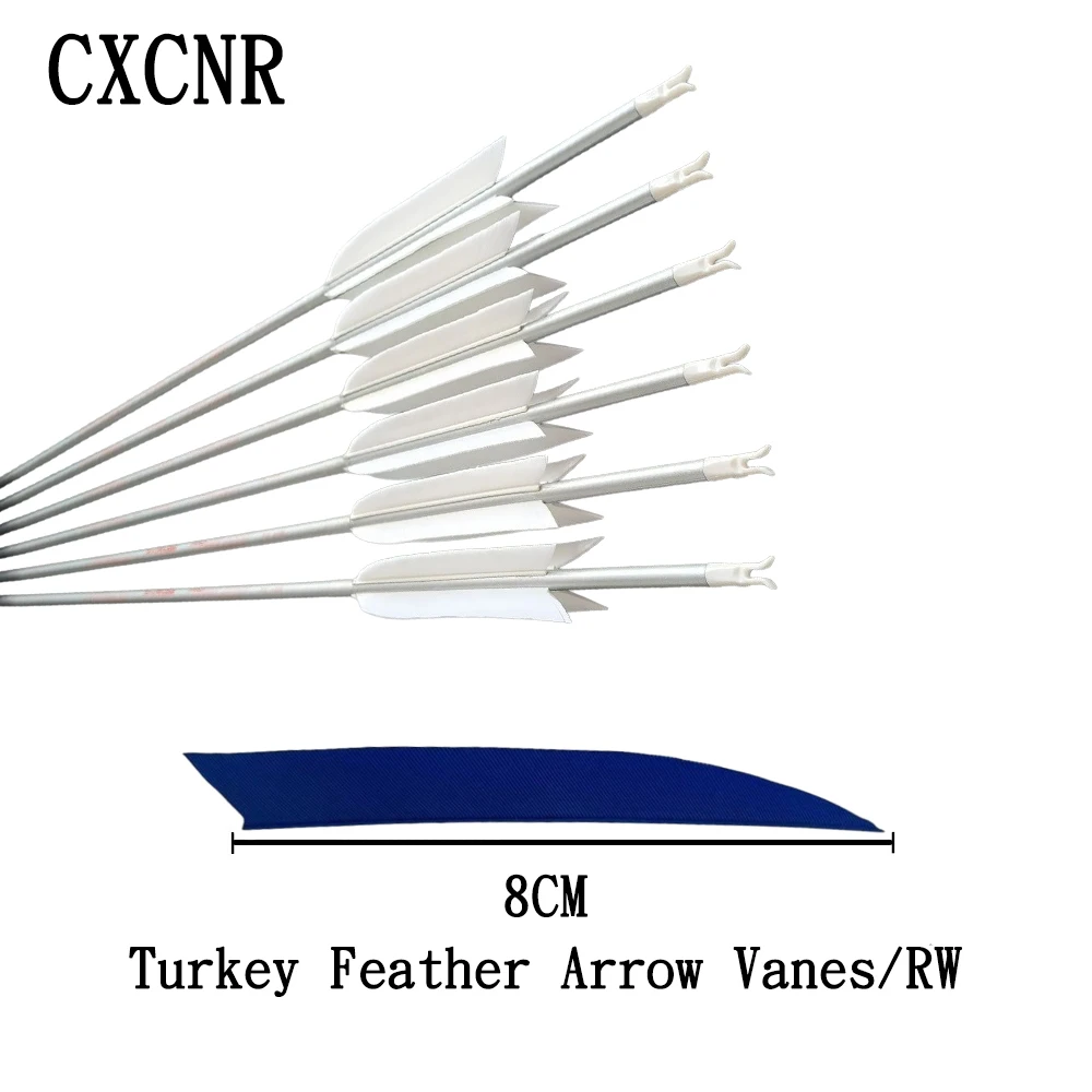 50 Pcs 8cm RW Turkey Feather Fletches, High Speed Knife Cut Vanes for Traditional Recurve Bow Hunting, DIY Arrow Accessories - view 6