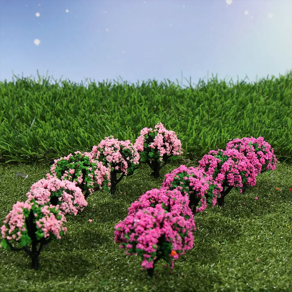 5pcs Plastic Model Train Artificial Miniature Flower Tree Scenery Railroad Decoration Building Landscape Accessories Toys