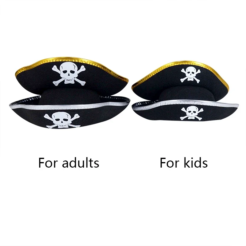 Children/adults Pirate Hats Halloween Props Cosplay Dance Parties Caribbean Pirate Clothing Hats with Gold and Silver Edges