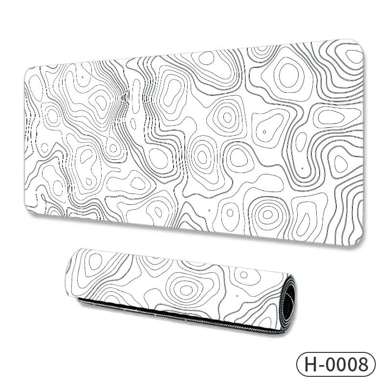 VIKAMA Black White Topographic Desk Mat Non Slip Waterproof Gaming Mouse Pad Abstract Table Protector Student Office Home