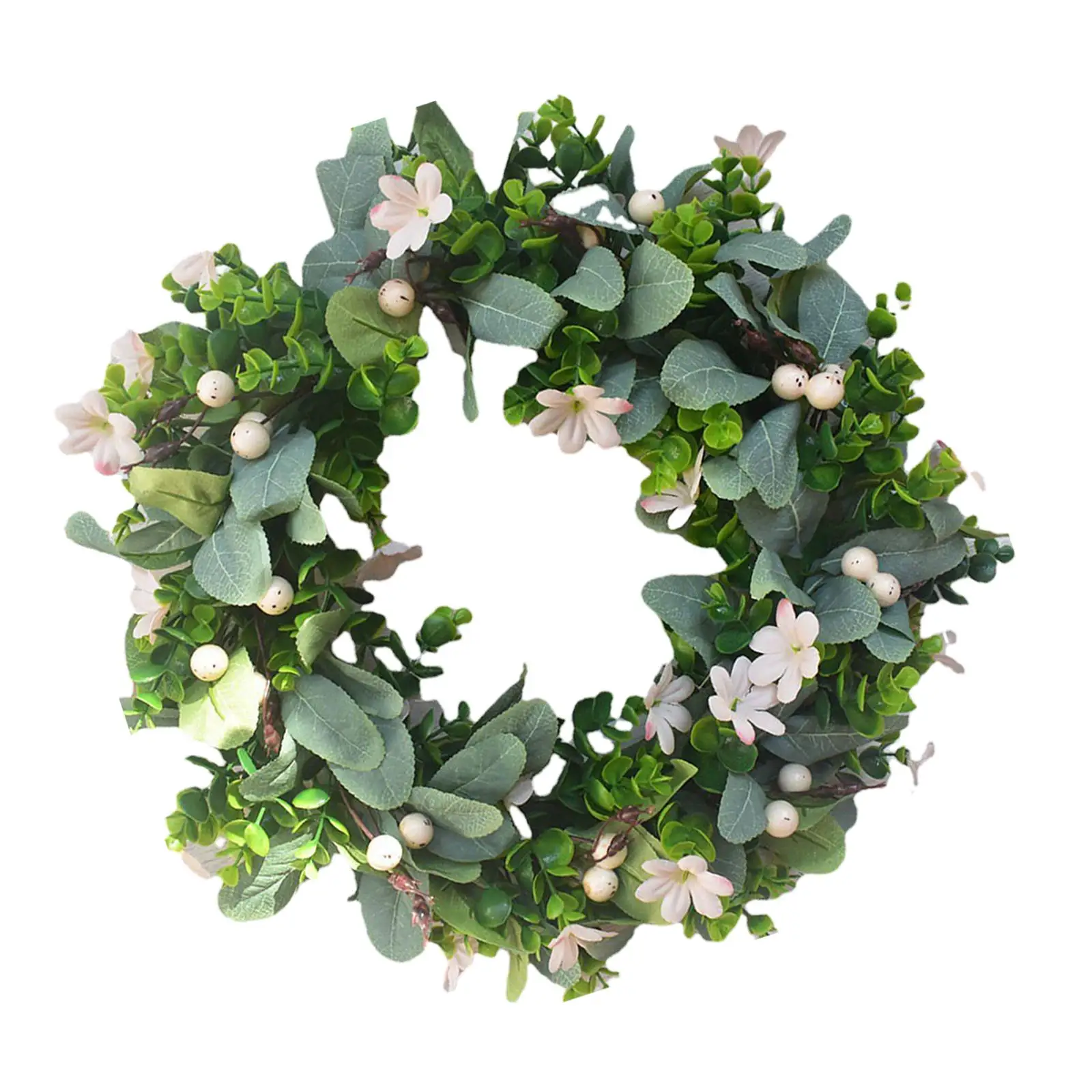 Simulation Green Leaves Wreath Garland Elegant for Patio Decoration