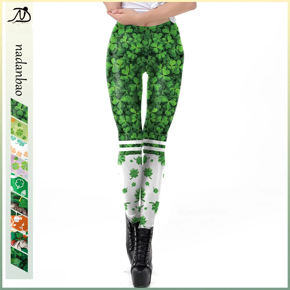 Nadanbao Irish Festival Holiday Party Funny Pants Women Digital Printing Sexy Trousers Female Elastic Tights Leggings