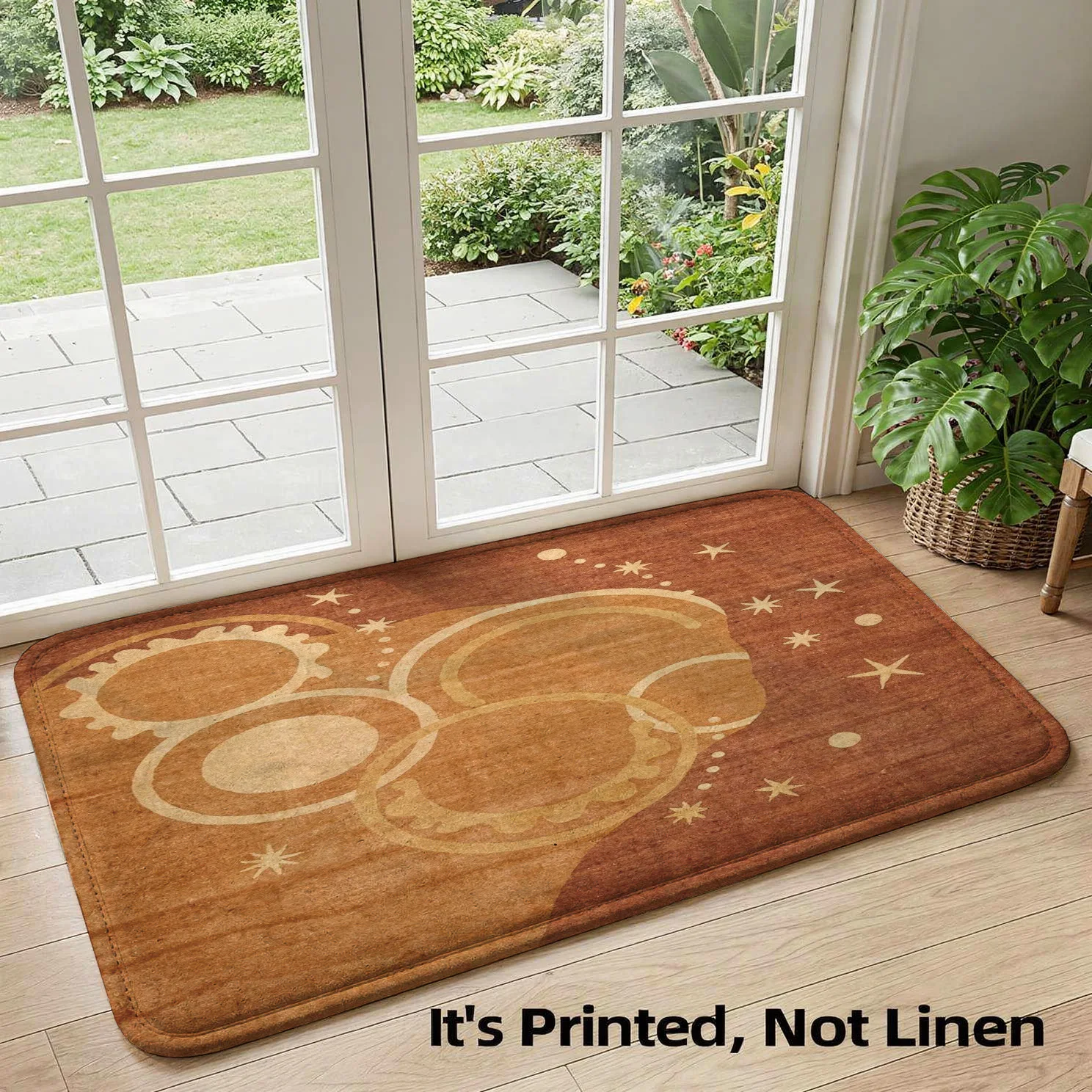 Boho Mediterranean Sunburst Welcome Doormat Entryway Floor Rug Rustic Earth Tone Pattern Bohemian Chic House Decor Area Mat