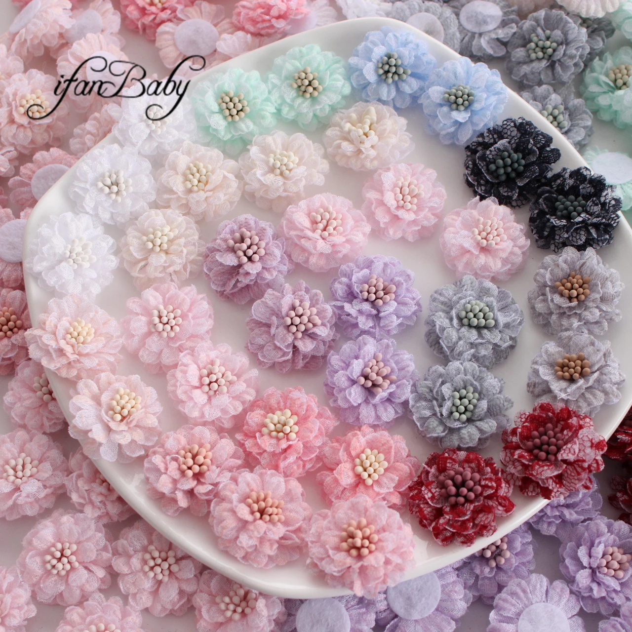 3cm LACE  Korean Daisy DIY Handmade Flower Hair Accessories Floral Fabric Flowers