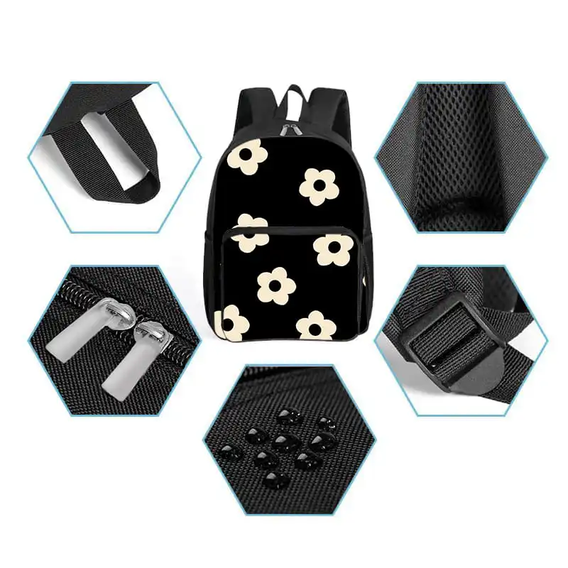 حقيبة ظهر بجيب أمامي مربع بنمط الزهور للأولاد والبنات أفضل الهدايا حقائب مدرسية كرتونية ثلاثية الأبعاد للأطفال