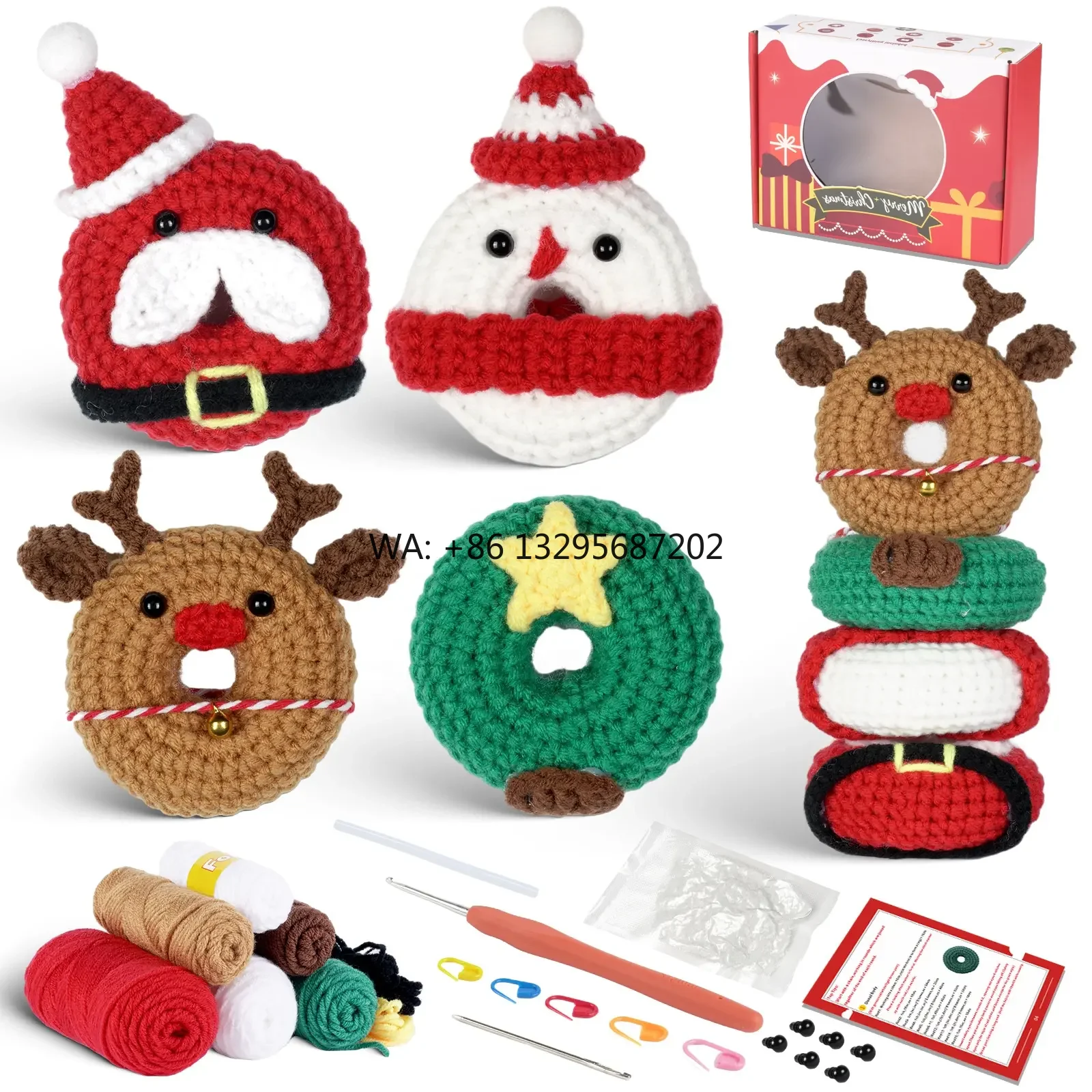 

Hot Wholesale Handmade Christmas Decoration Crochet Crochet Starter Kit for Beginners Adults Kids Cross Stitch