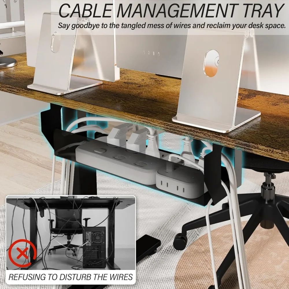 مكتب قائم كهربائي مريح قابل للتعديل صغير مقاس 35 × 20 بوصة - مكتب حامل للجلوس للمكتب مع كلمات مفاتيح ذات ذيل طويل #4