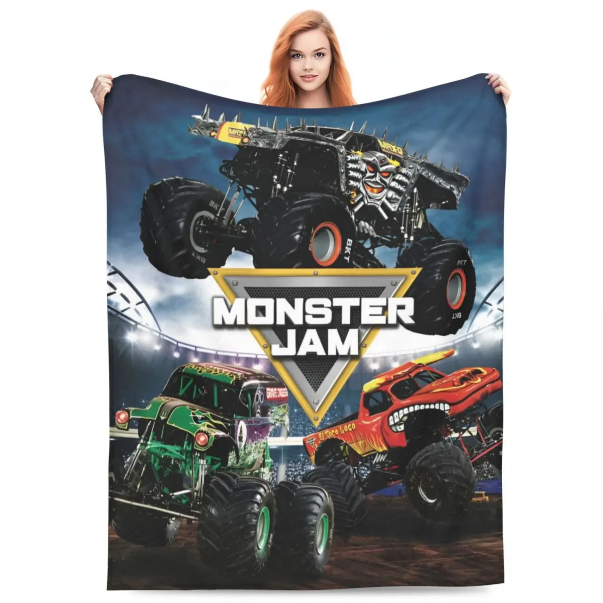 Monster Jam Grave Digger-Manta de lana para camión, manta para el hogar, sofá, colcha suave y cálida estampada