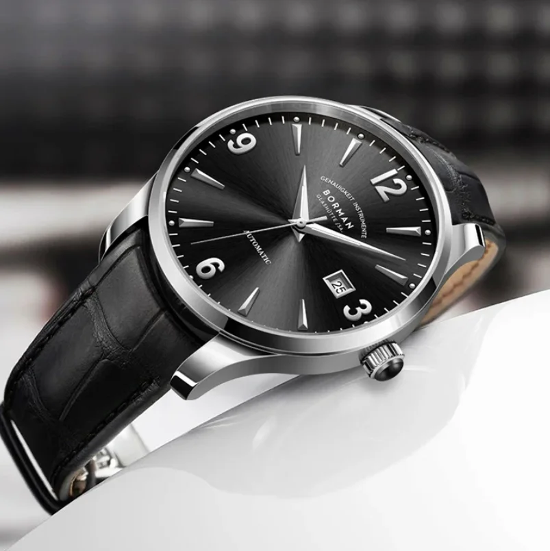 BORMAN Мужские автоматические часы 41 мм Механические наручные часы 50 м Водонепроницаемые сапфировое зеркало Дата