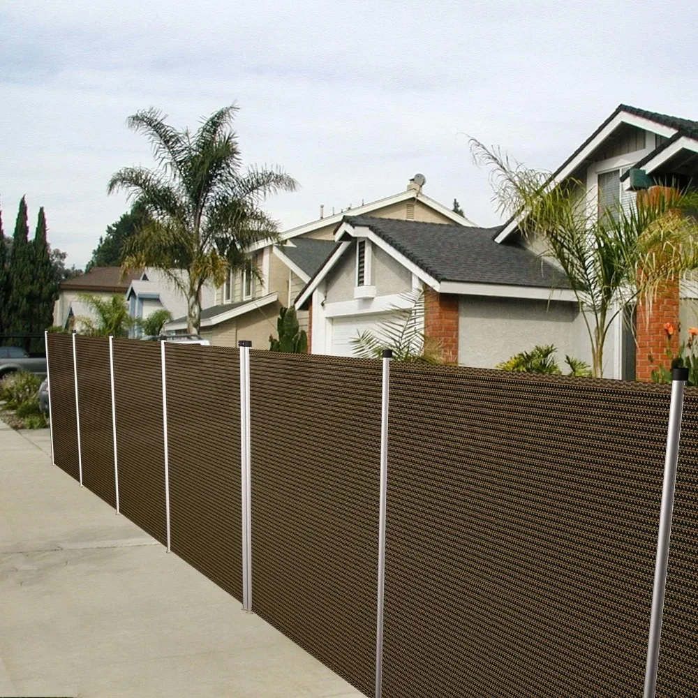 سياج الخصوصية لحمام السباحة الآمن في الهواء الطلق، سياج أمان قابل للإزالة قائم بذاته مع أقطاب وأكمام للفناء الخلفي، لوحة حديقة مقاس 4 × 16 بوصة #5