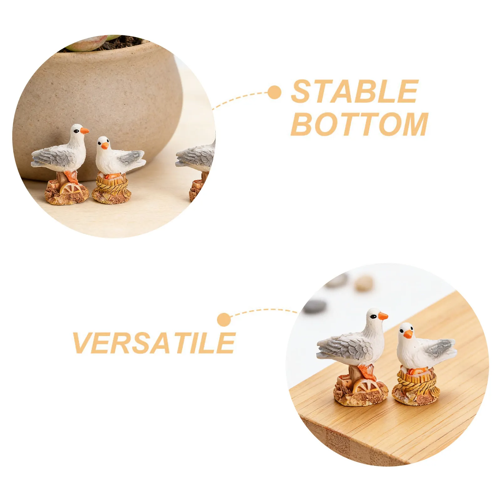12Pcs Seagull Coastal Resin Decoration Mediterranean Style Garden Desktop Micro Landscape Nautical Statue Garden Decoration