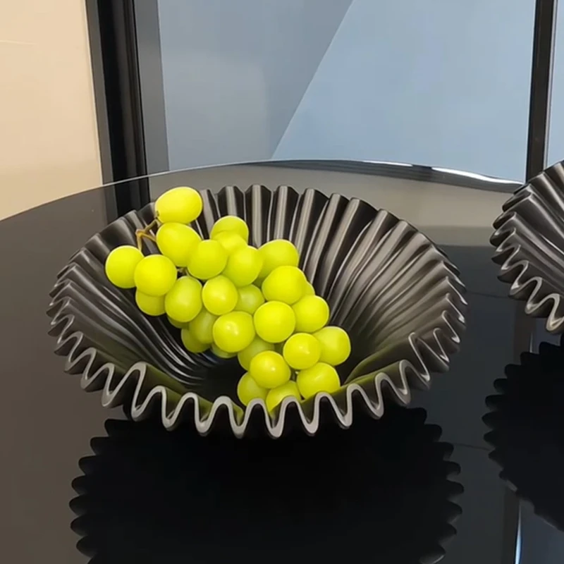 Artistic fruit plate, living room coffee table, dining table, ceramic storage tray, irregular pleats, vintage decorative