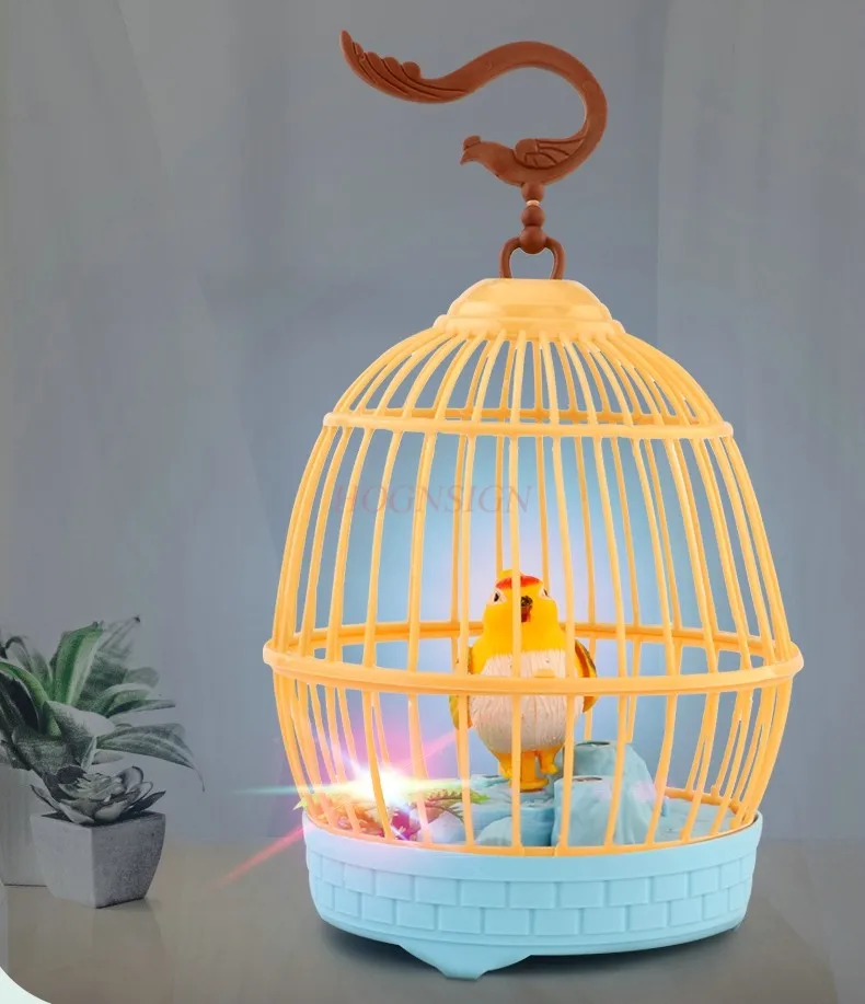 Voice controlled induction bird children's electric pet toy simulation bird cage can call and speak parrot birthday gift