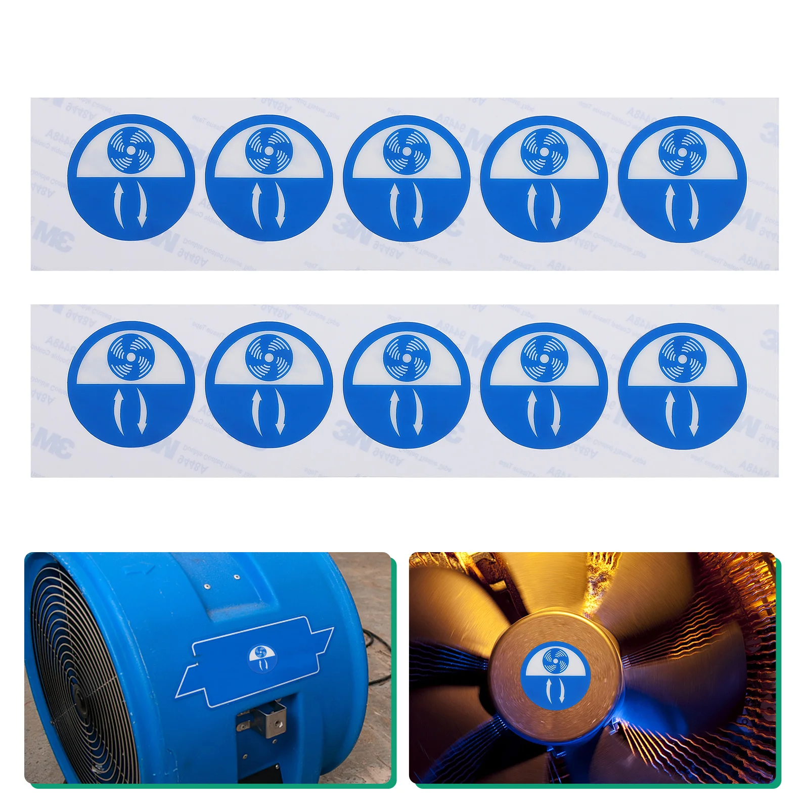 

10 Pcs Vent Warning Stickers Fan Port Decals Label Equipment Direction Machine Safety PET Material Easy Use Clear Prints